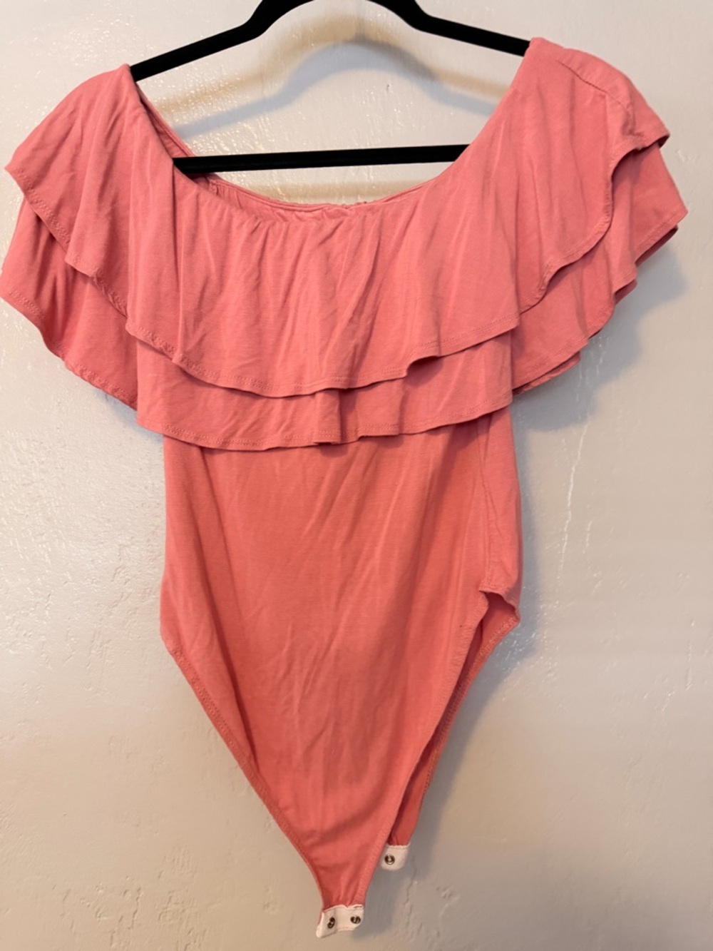 Girls Coral Ruffle Off-Shoulder One-Piece Bodysuit